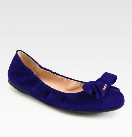 prada suede bow ballet flats|Prada ballerina flats with bow.